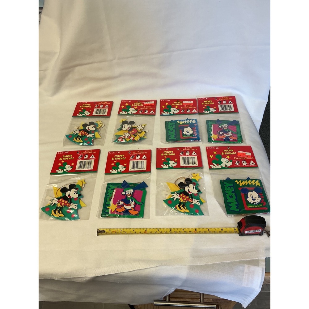 Vintage Cleo Disney Mickey & Friends Gift Decorations Lot of 8 Packs Sealed 90s
